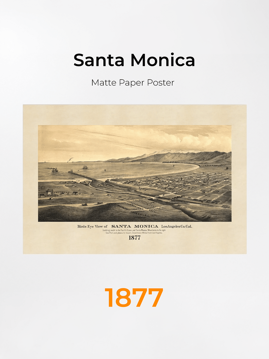 Santa Monica 1877 Poster Print – Hand-Drawn Historic City View (Unframed) product image (5)