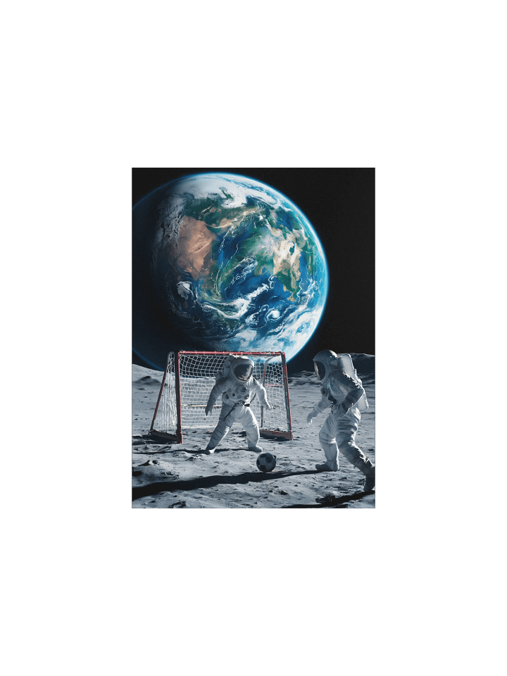Moon Soccer Poster – Photorealistic Astronaut Space Humor Wall Art product image (2)