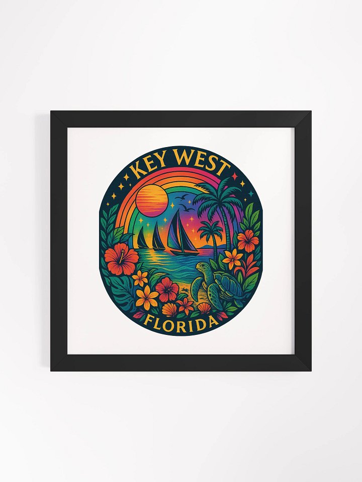 Key West Framed Poster with Tropical Ocean Scene product image (1)