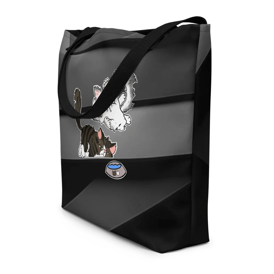 Black/Steel All-Over Print Large Tote Bag w/ Pocket : Luigi & Ariel Logo product image (2)
