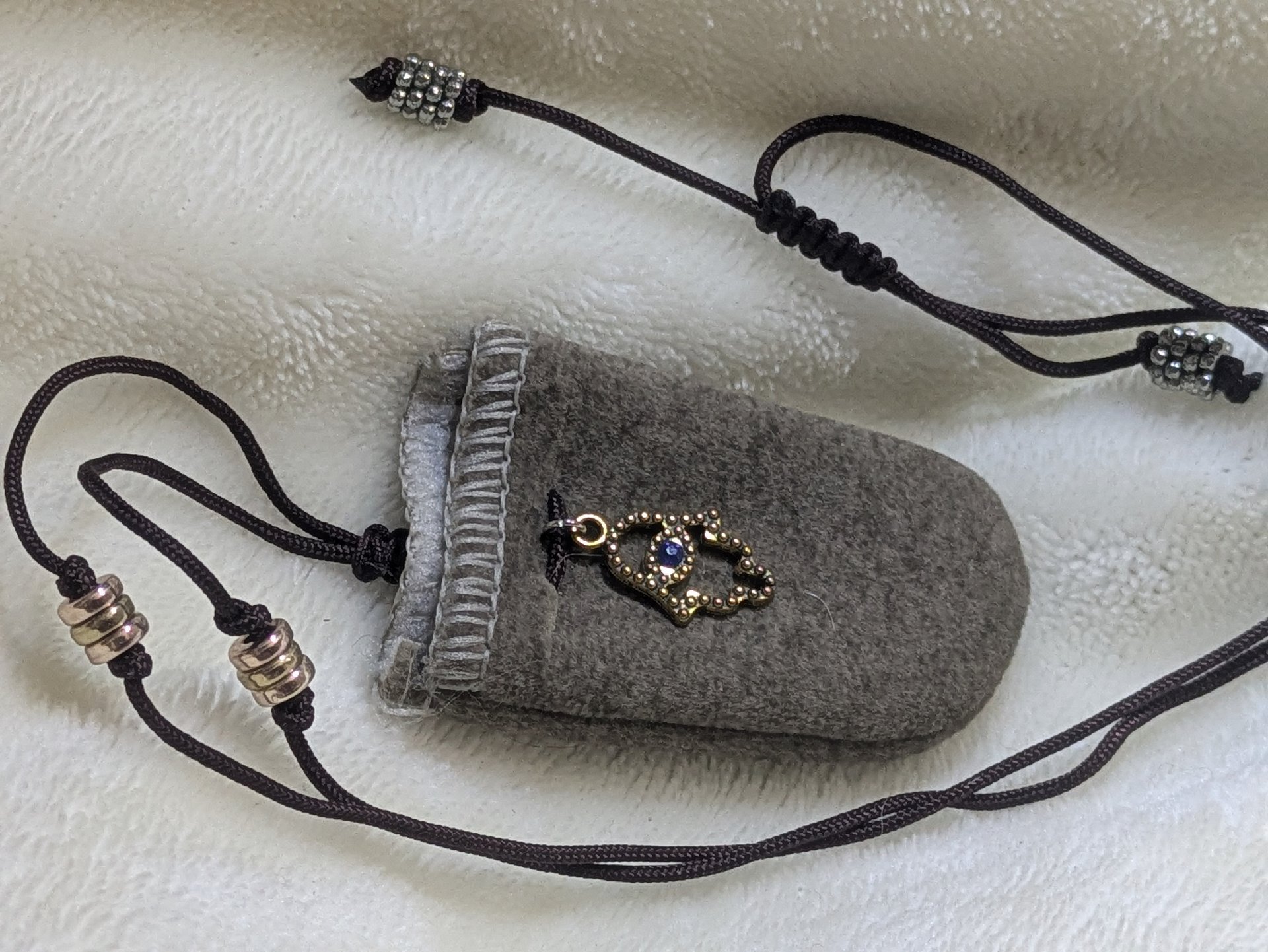 Golden Hamsa Protection Adjustable Pouch Necklace product image (2)