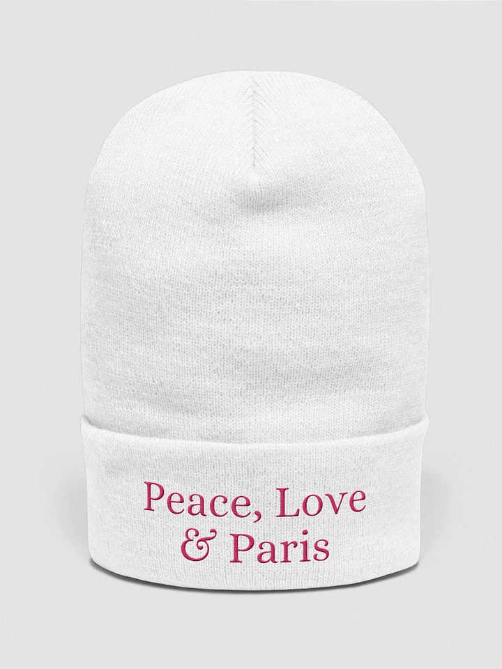 Peace, Love & Paris Cozy Comfort Beanie - Pink Embroidery product image (12)