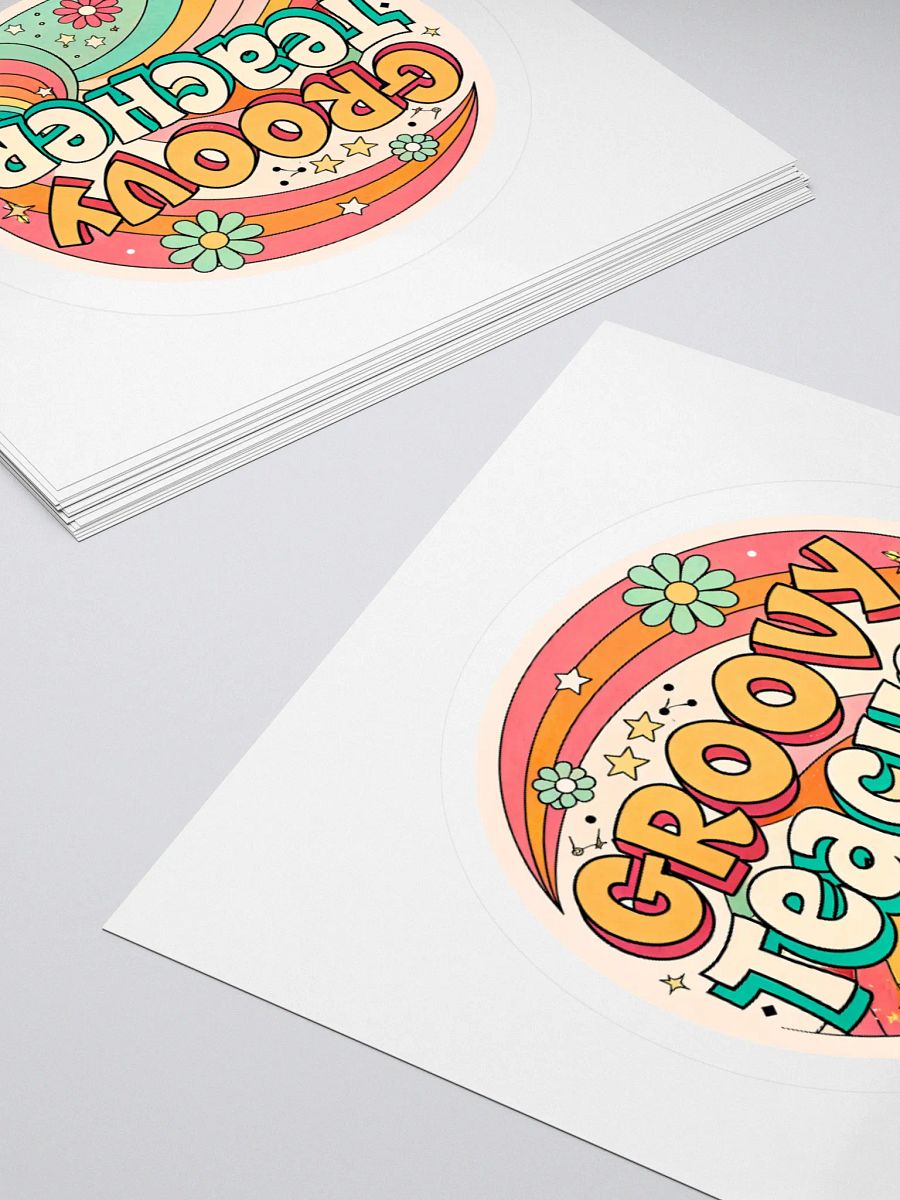 Retro Groovy Teacher Kiss Cut Stickers product image (10)