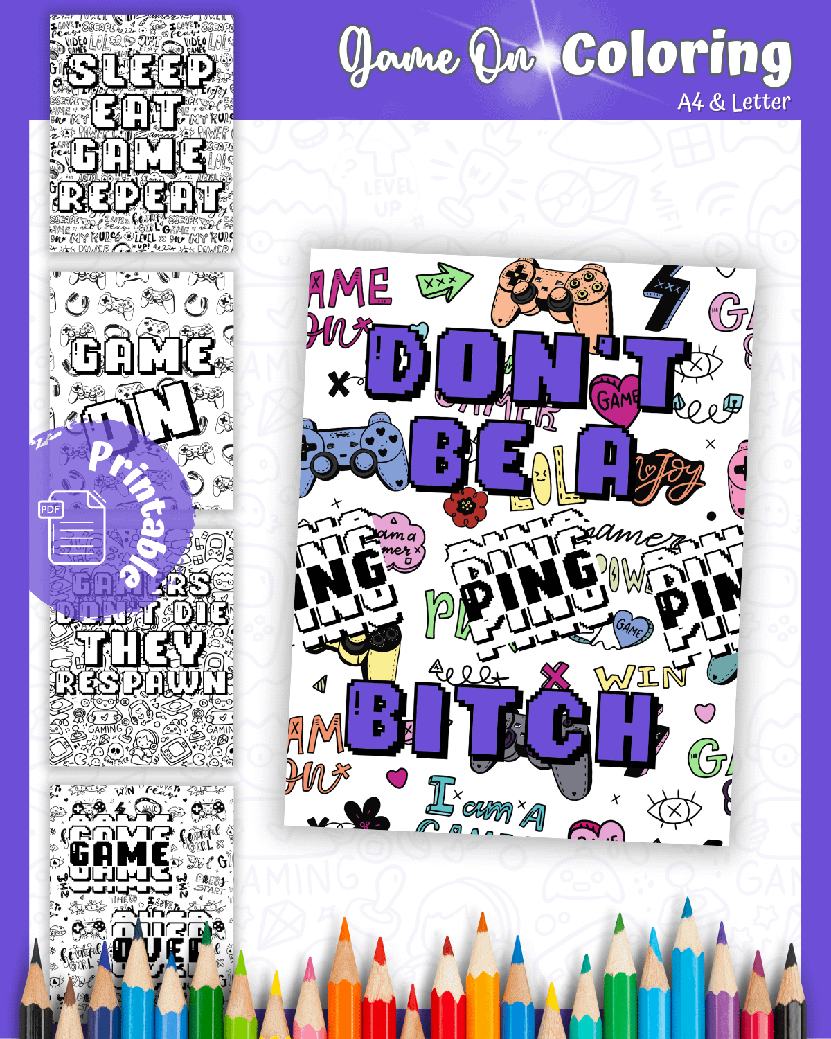 Get Your Game On - Gaming Fun Coloring Pages product image (1)