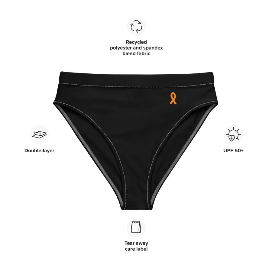 White HApex Gear White Logo Cancer Awareness Orange Ribbon. Black Recycled High Waisted Bikini Bottom product image (9)