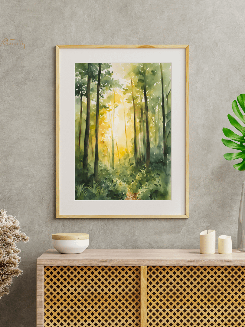 Watercolour Painting Printable Wall Art of FOREST SUN product image (4)