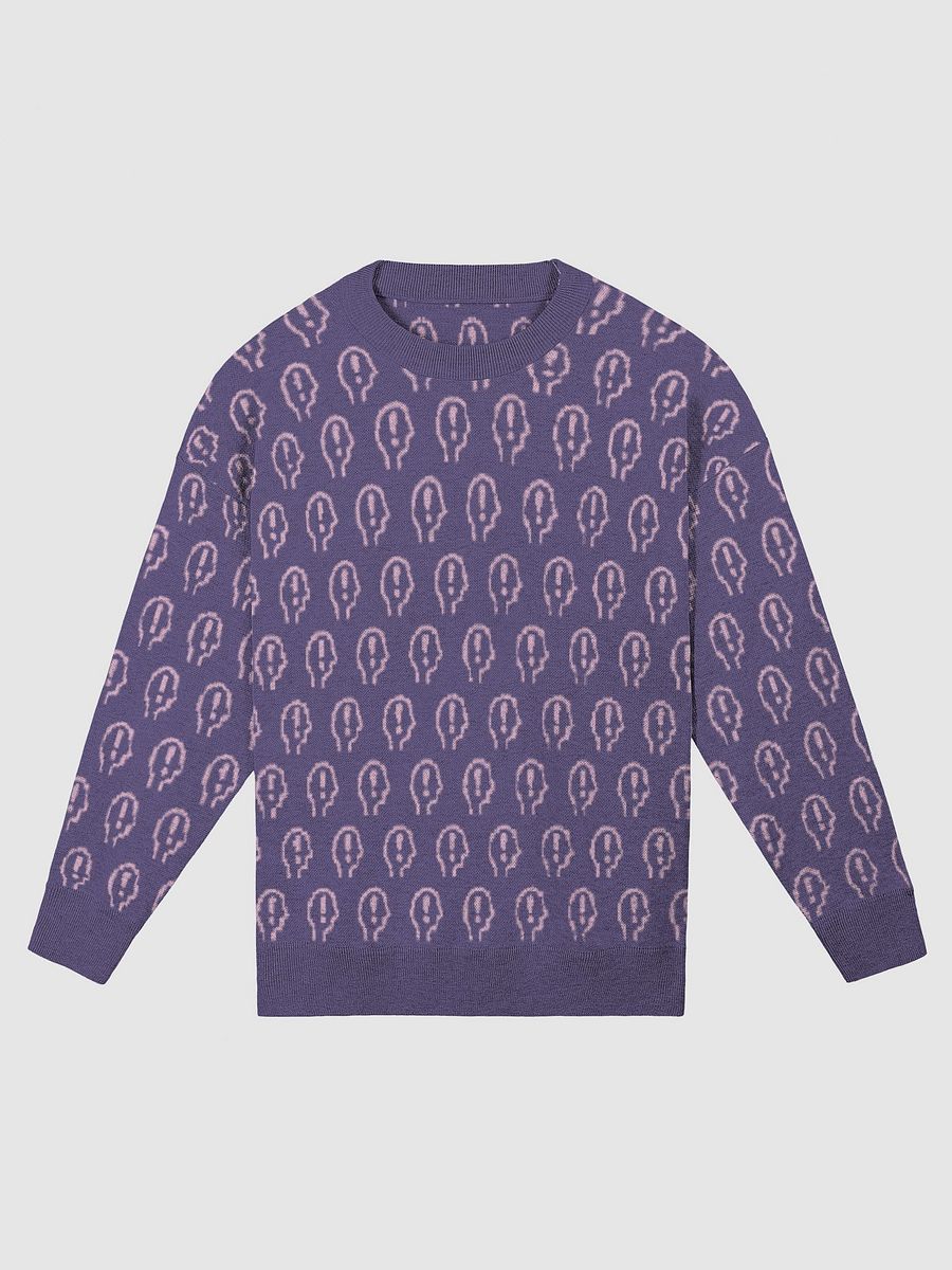 EXCLAIMING MENTALLY (repeating design, duotone purple) relaxed knitwear crewneck product image (2)