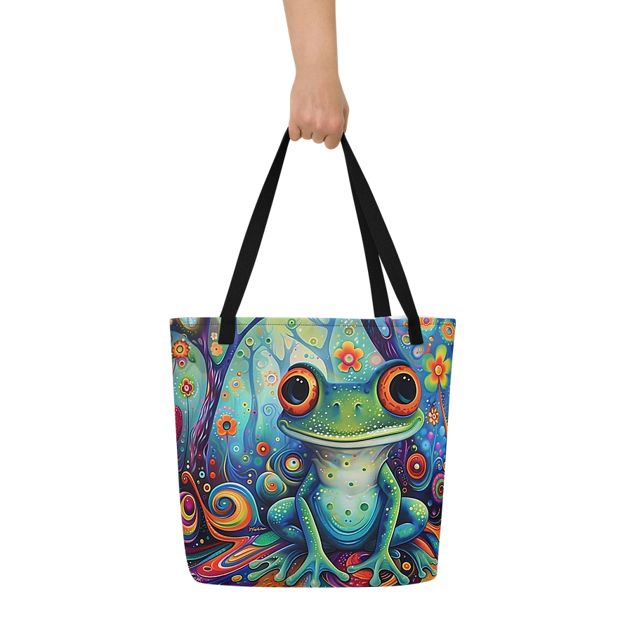 Tote Bag: Psychedelic Frog Enchanted Forest Colorful Playful Design product image (9)