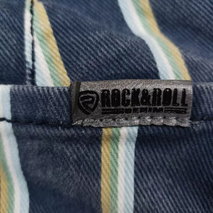 Rock & Roll Denim Girls Bargain Button Bell Bottom Striped Jeans Size 14 Blue product image (5)