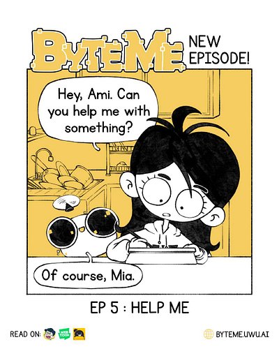 'Byte Me' Episode 5: 'Help Me' is now on Webtoon, Tapas and NK Artbox Gallery.

#ByteMeComic #NKartbox #Webtoon #Tapas