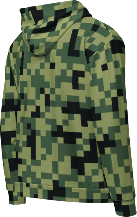 Military Green Camouflage Pixels Camo Pattern Unisex Zip Hoodie product image (2)