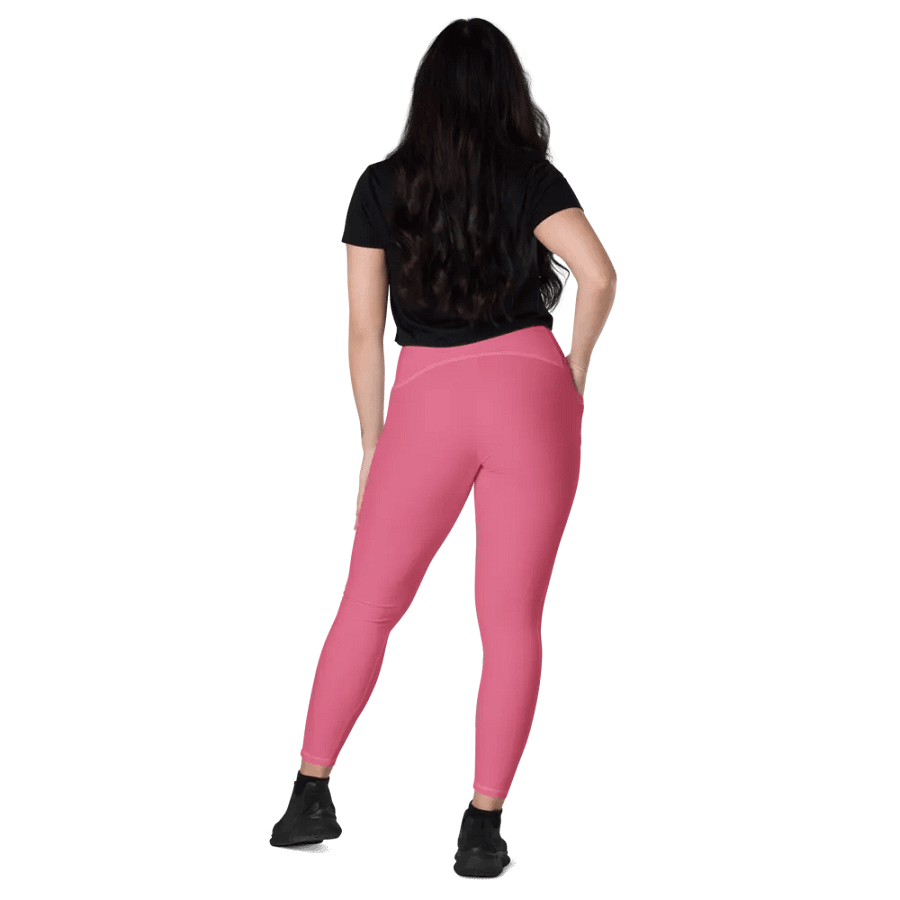Plain Rosy Pink True Summer Women's High Waisted Premium Crossover Leggings with Pockets by Treasure Pie product image (10)