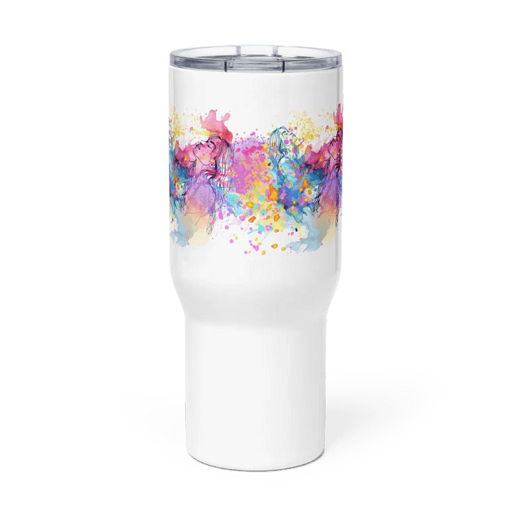 watercolor pastel harmony faces design insulated travel mug for on the go ladies product image (2)