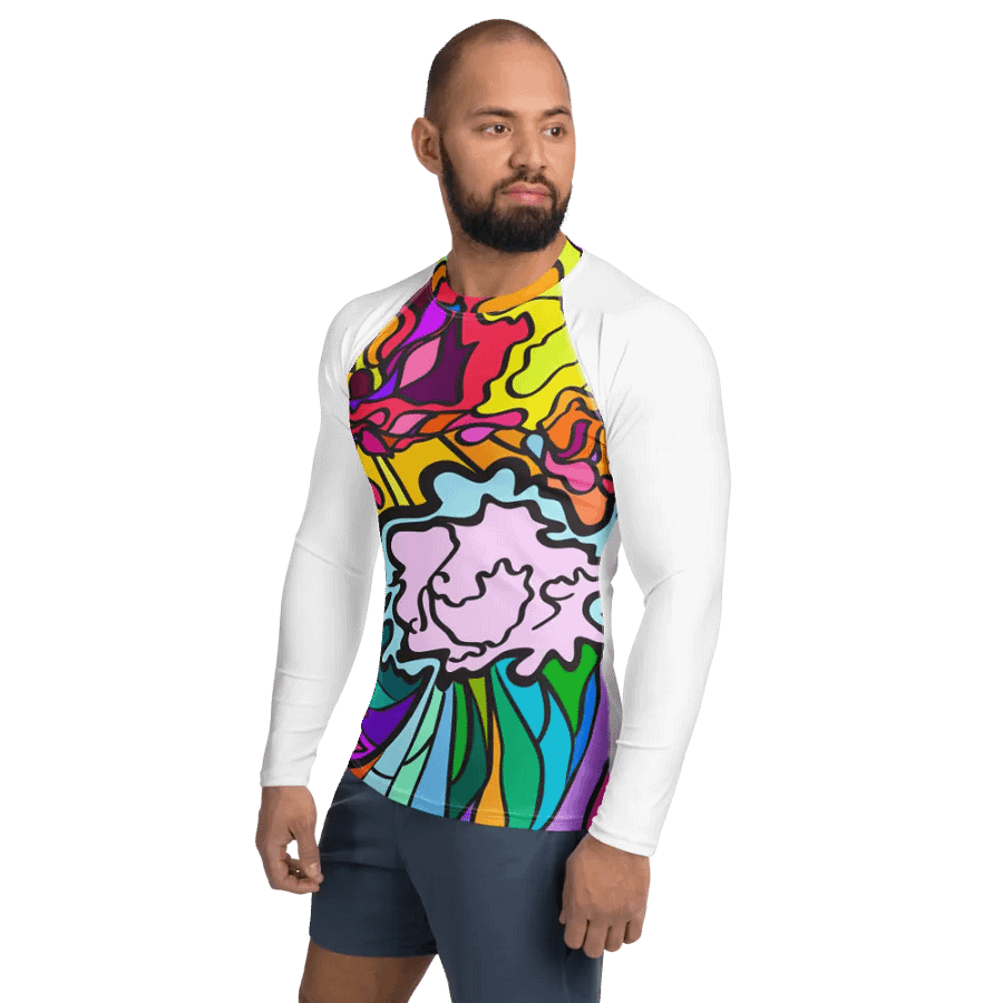 Vibrant Swirls Men's Rash Guard - Wave at Sunset product image (3)