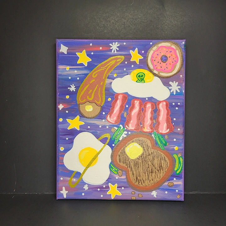 Let's Have Breakfast in Space! 8x10 painting on canvas product image (1)