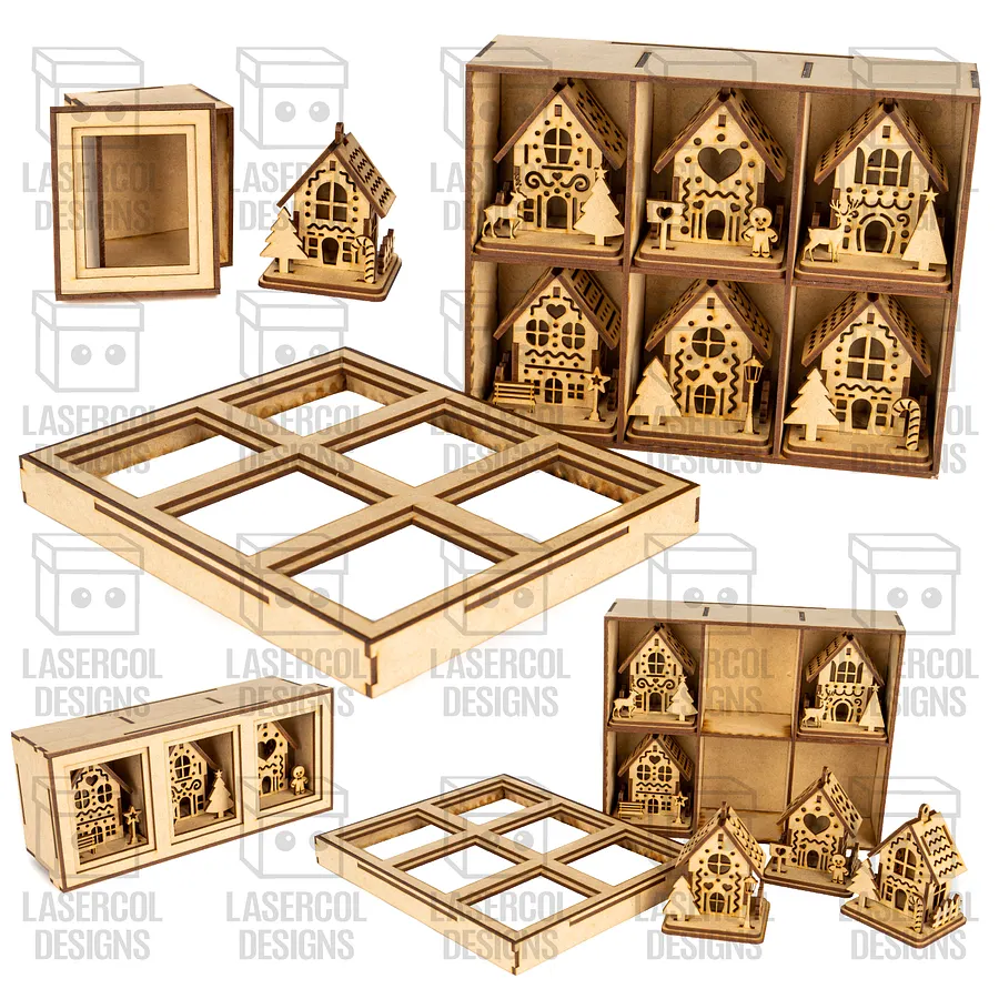 Christmas Houses Ornaments Boxes Bundle (Set 1-2) - Laser Cut Files product image (9)