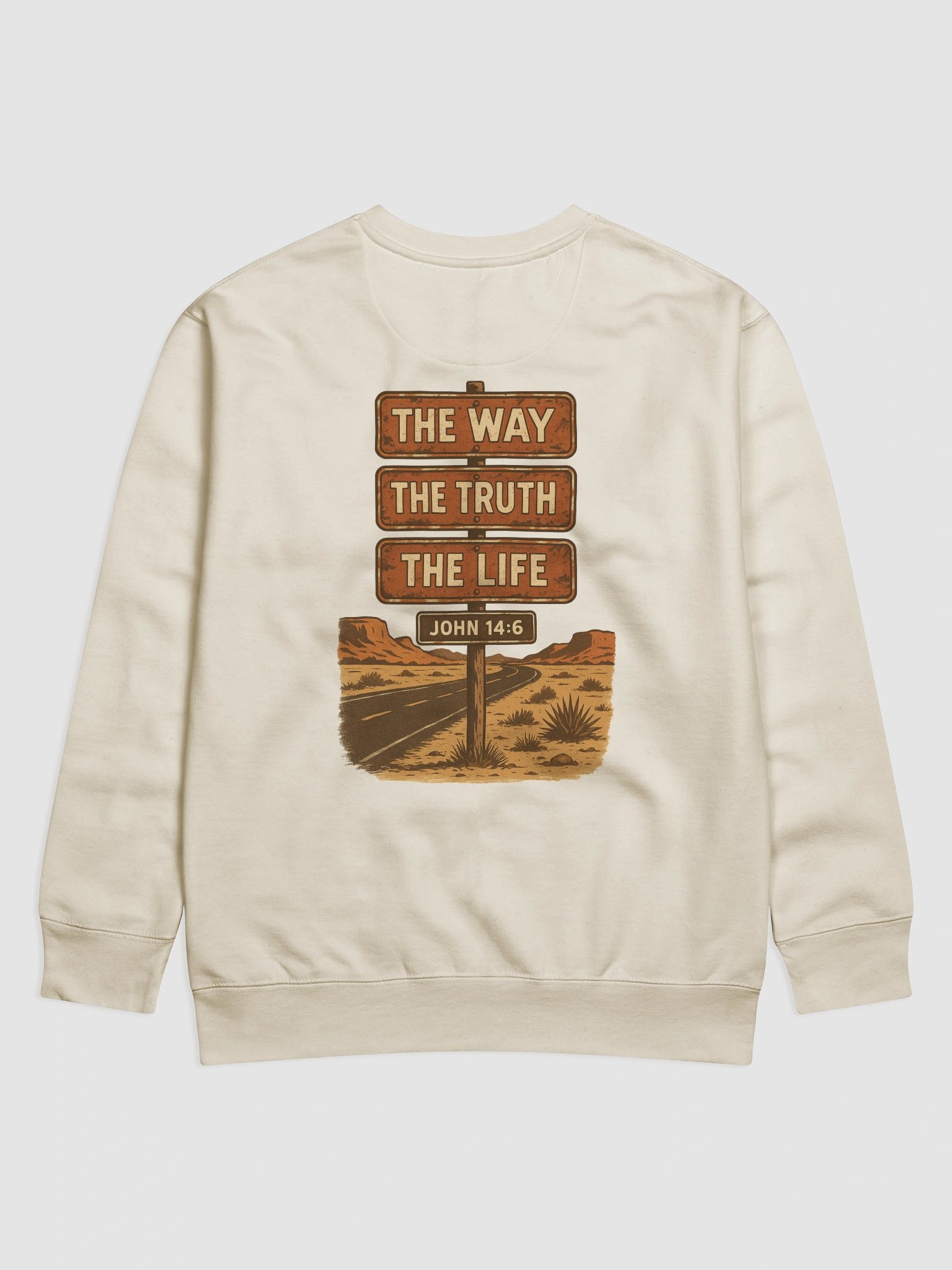 The Way, The Truth, The Life – Vintage Road Sign (John 14:6) Crewneck product image (1)