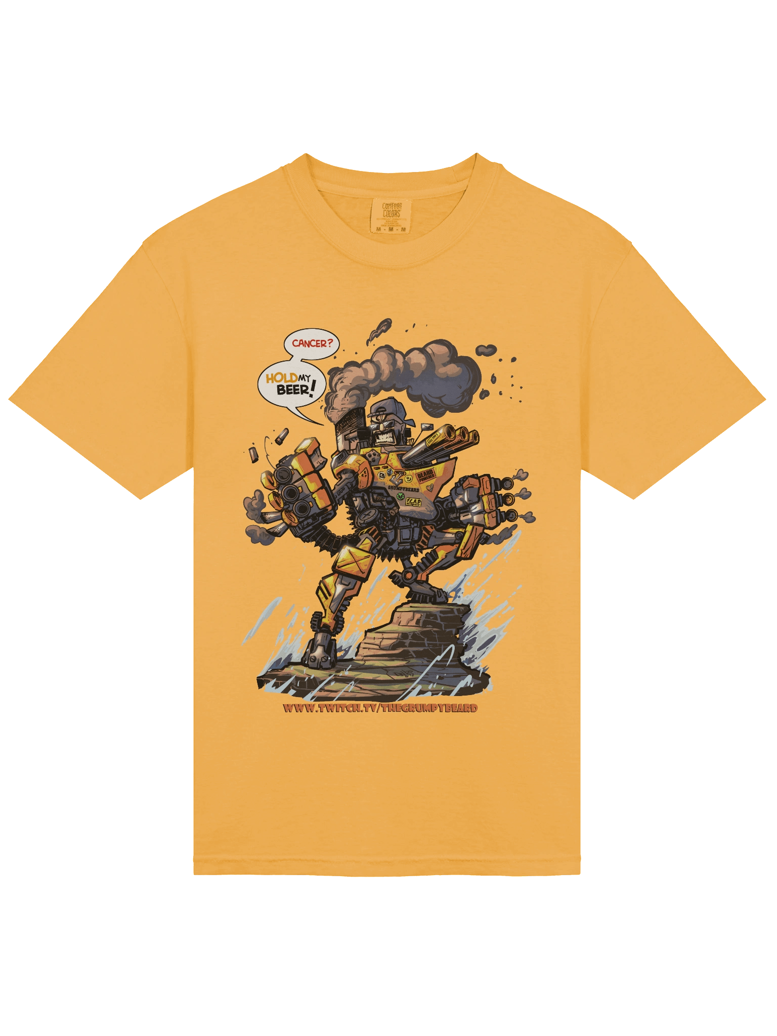 TGB - Battleship mech -PNG- "CANCER hold my BEER" T-Shirt -Relaxed fit product image (1)