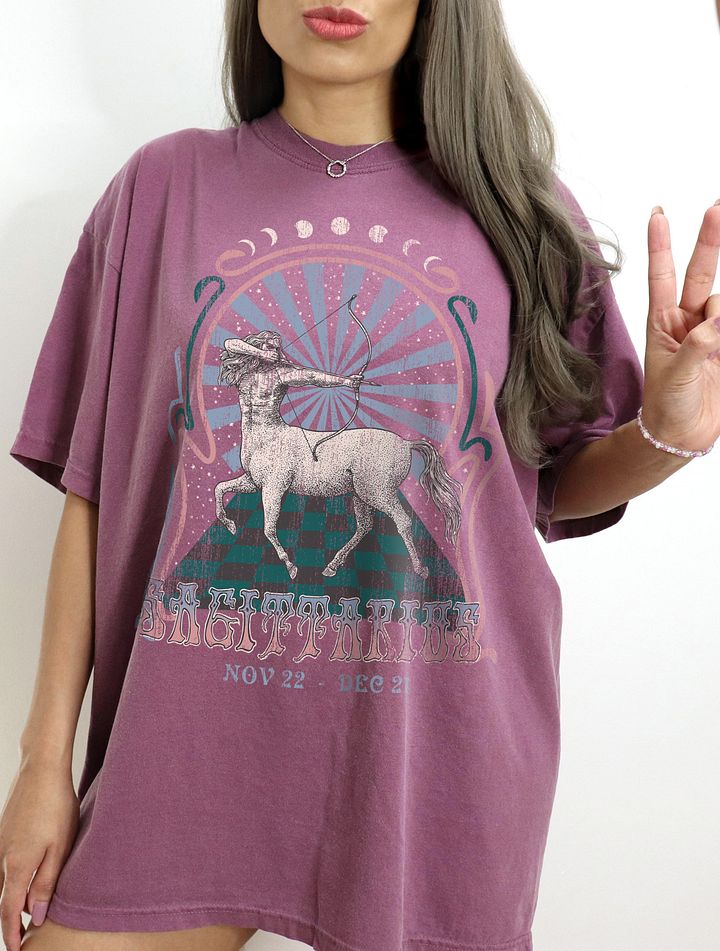 Sagittarius Zodiac Sign Tee | Art Nouveau-Style Grunge Streetwear T-Shirt for November 22 to December 31 Birth Months product image (1)