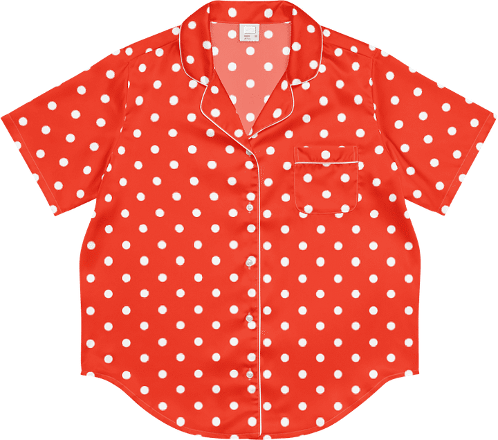 White Polka Dots on Red Women's Short Sleeve Pajama Top product image (2)