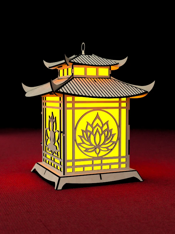 Pagoda Lantern Light Laser Cut File Download SVG, DXF, AI product image (5)