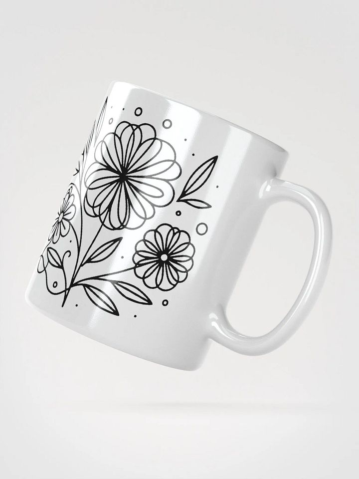 Line Art Flower Design Ceramic Mug product image (2)