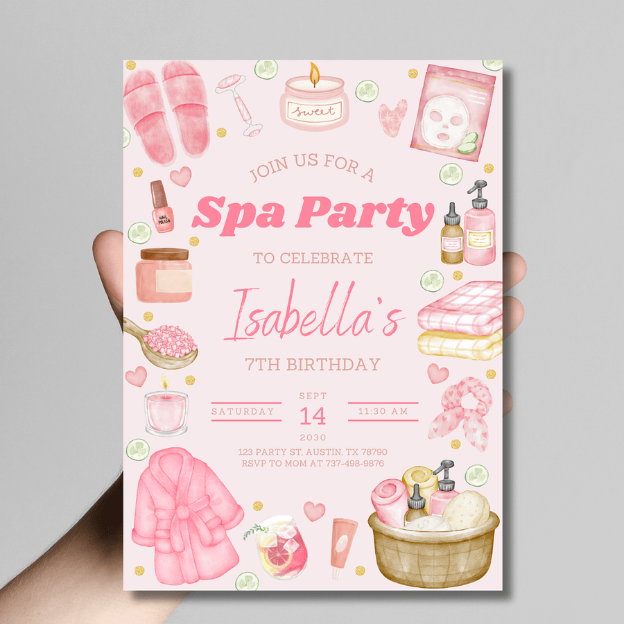 Spa Party Birthday Invitation | Pamper Party Invite | Spa Day | Glam Birthday | Any Age | Printable Digital Download product image (4)