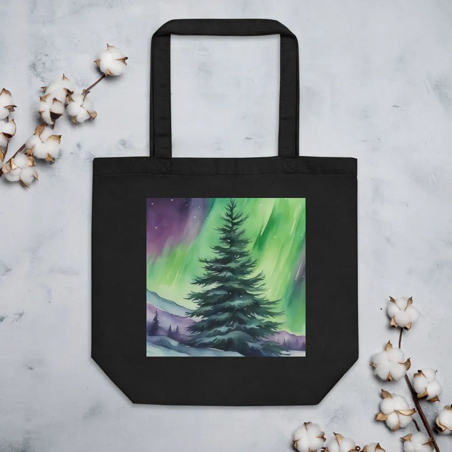 Northern Lights Fir Tree, Organic Cotton Twill Tote Bag product image (3)