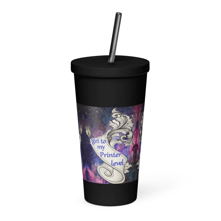 Isolierbecher mit Strohhalm, get to my Printer level Motiv product image (1)