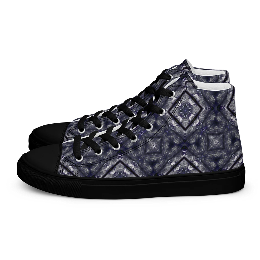 Abstract Dark Monochrome Diamond Men's Black Toe Canvas Shoe High Tops product image (1)