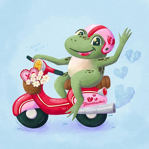 Happy Valentine’s Day to all my pals! 

#digitalillustration #frog #valentines #scooter #vespa