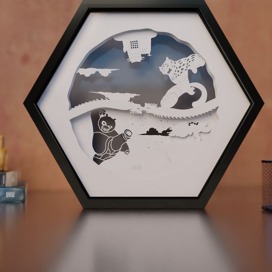 Kung Fu Panda Po Lightbox template (Yin Yang) - PDF PNG SVG DXF + Video product image (3)