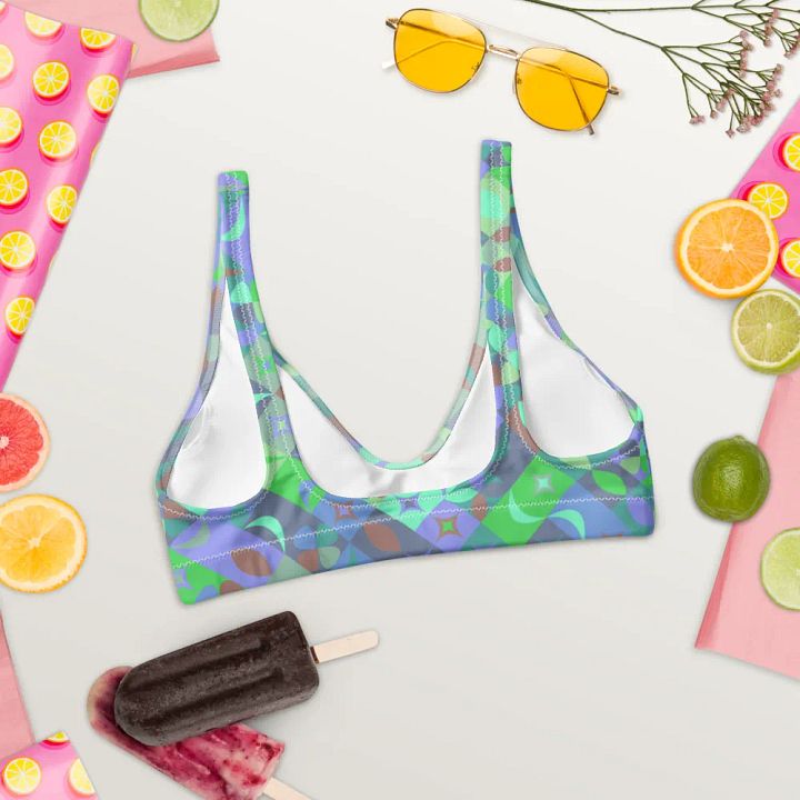Colorful Vector Patterns Design Padded Bikini Top - v9 product image (2)