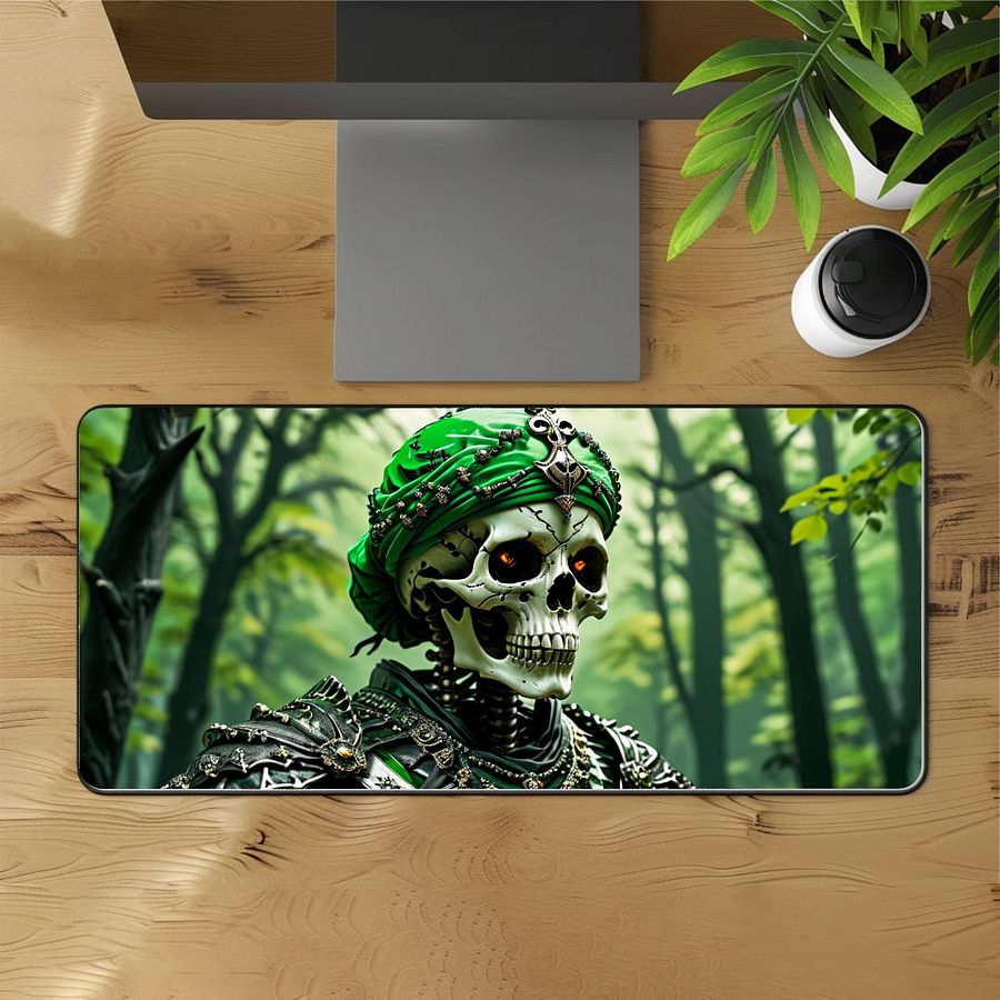 Mystical Skeleton Warrior Desk Mat – Regal and Mysterious product image (1)