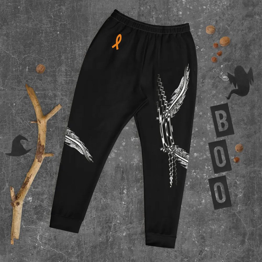 White HApex Gear White Logo Cancer Awareness Orange Ribbon. Black Recycled Men's Joggers product image (12)