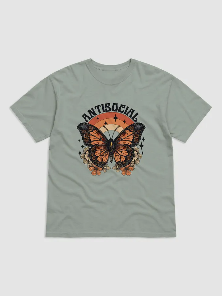 Antisocial Butterfly Vintage-Style T-Shirt | Cute Retro-Style Butterfly and Flowers T-Shirt for Introverts product image (2)