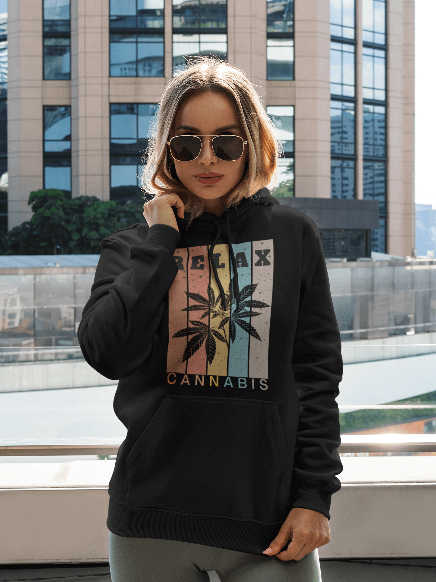 Relax Cannabis Silhouette & Sunset Colors | Premium Unisex Hoodie product image (1)