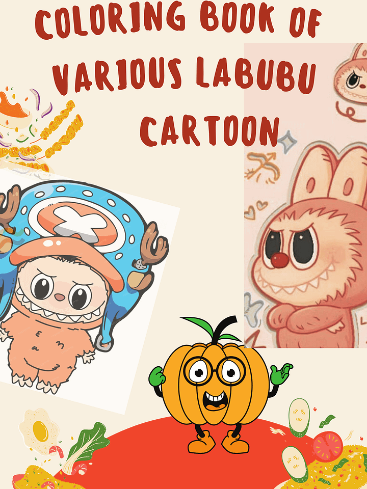 PRINTABLE COLORING BOOK OF VARIOUS LABUBU CARTOON (50 PAGE) product image (1)