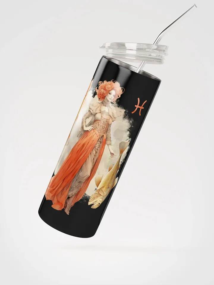 Pisces Zodiac Stainless Steel Tumbler: Embrace Celestial Vibes in Earthy Hues product image (2)