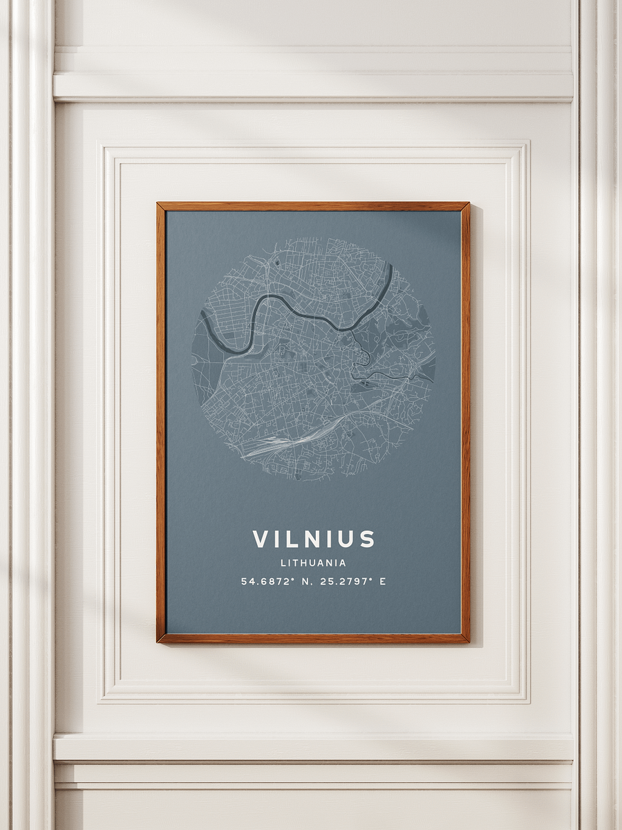 Vilnius Street Map Poster – Blue Minimalist Circular City Art product image (2)