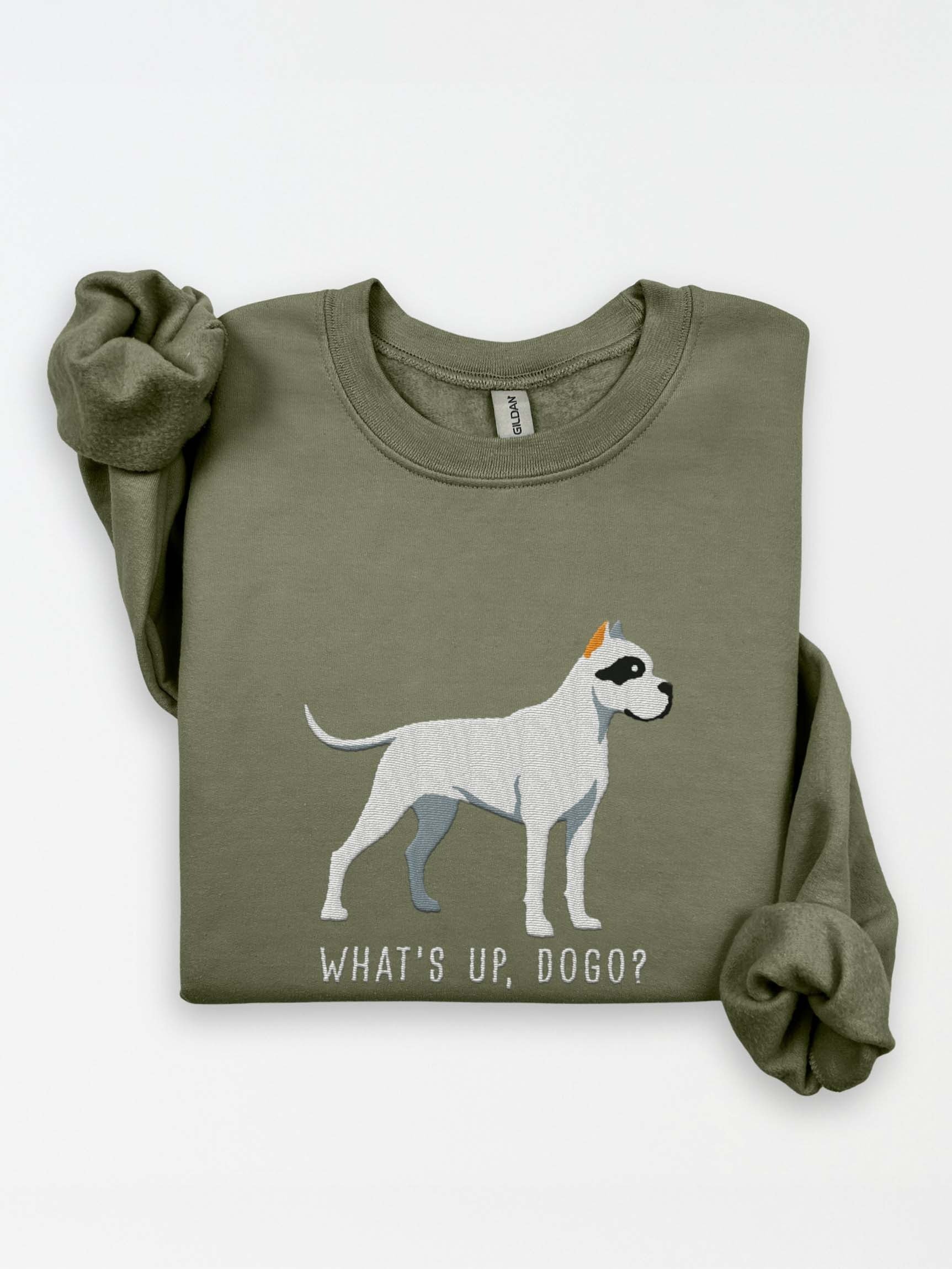 What's Up, Dogo? Sweatshirt (Embroidered) of a Dogo Argentino(Cropped Ears 2) product image (1)