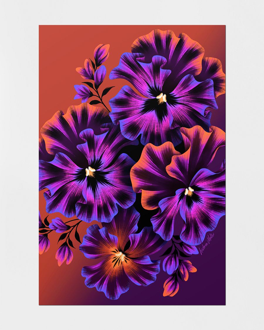 Pansies Art Print - Purple / Burnt Orange product image (1)