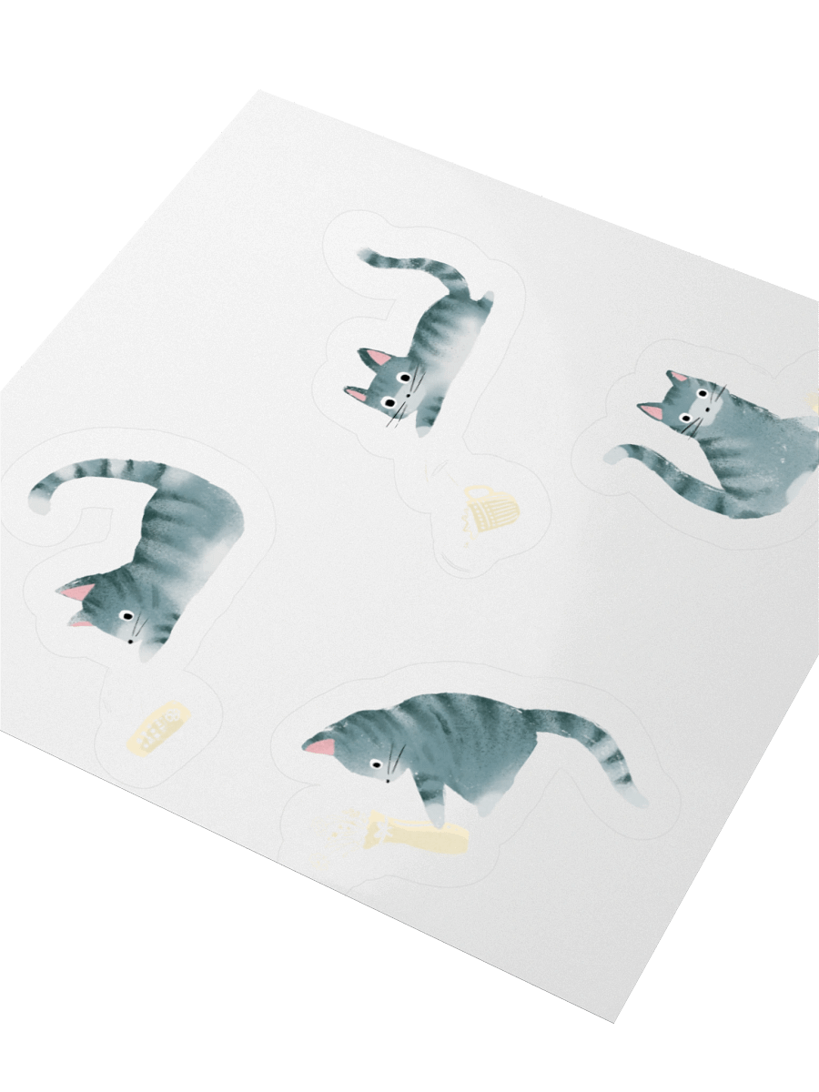 Bad Grey Tabby Cats Knocking Stuff Over Stickers product image (7)