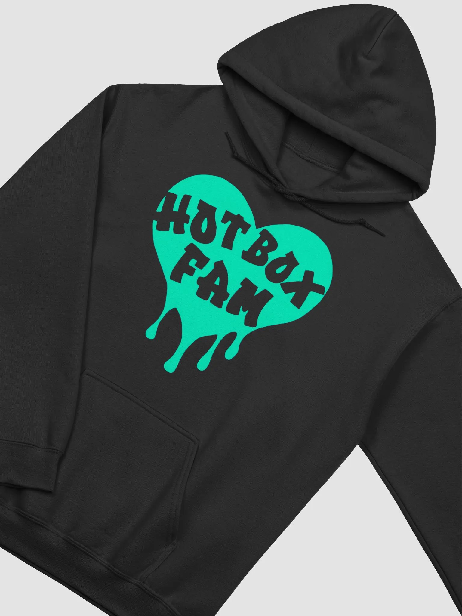 UNISEX HOT BOX FAM TRANSPARENT SEAFOAM GREEN LOGO ON HOODIE product image (3)