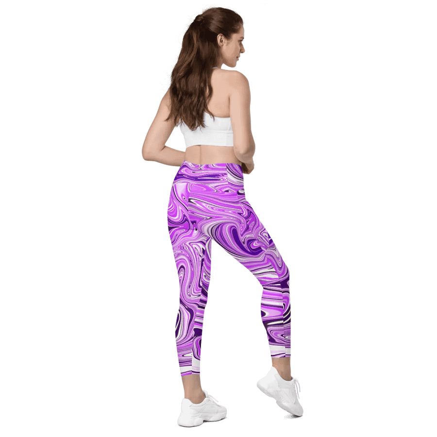 Leggings with Pockets - Purple Digital Fluid Art product image (4)