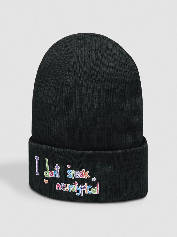 I don't speak neurotypical - black beanie product image (2)