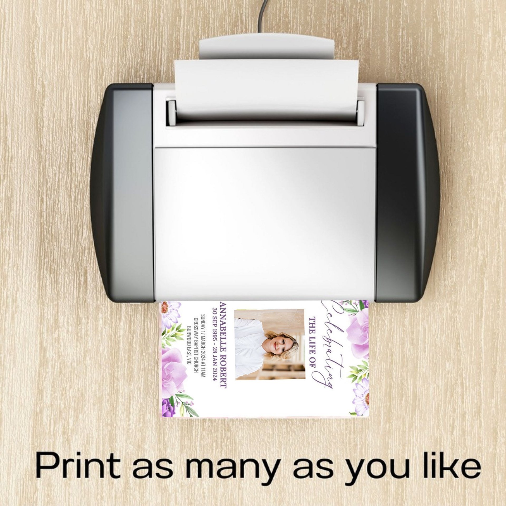Purple Pink Flowers Funeral Program Canva Template product image (8)