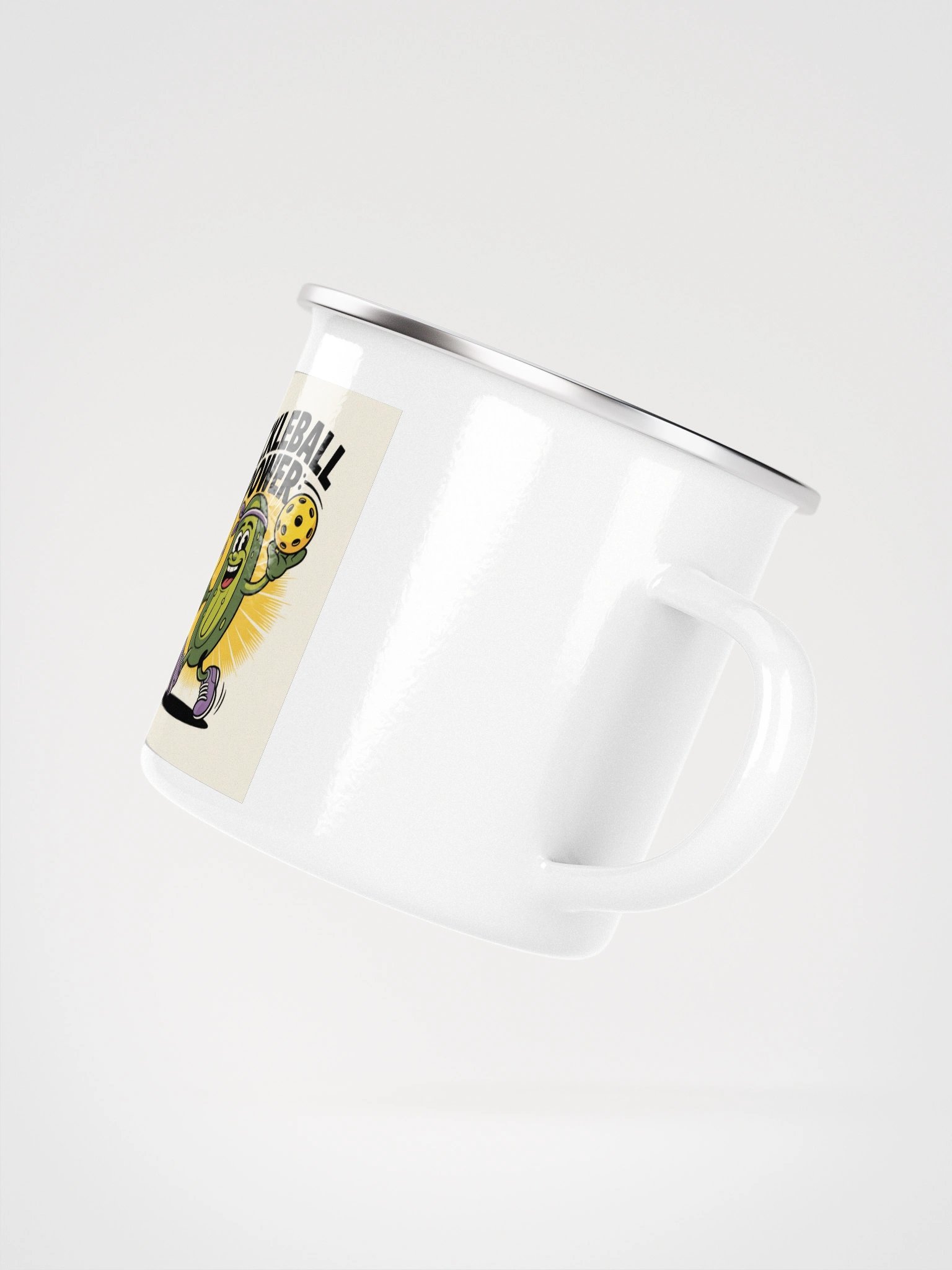 Pickleball Power Enamel Mug – Fun Pickle Character Design product image (3)