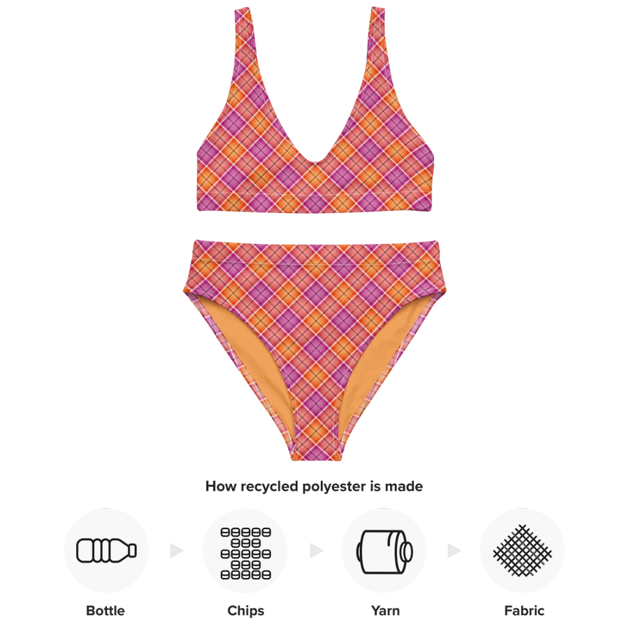 Bright Orange and Pink Plaid Bikini product image (10)