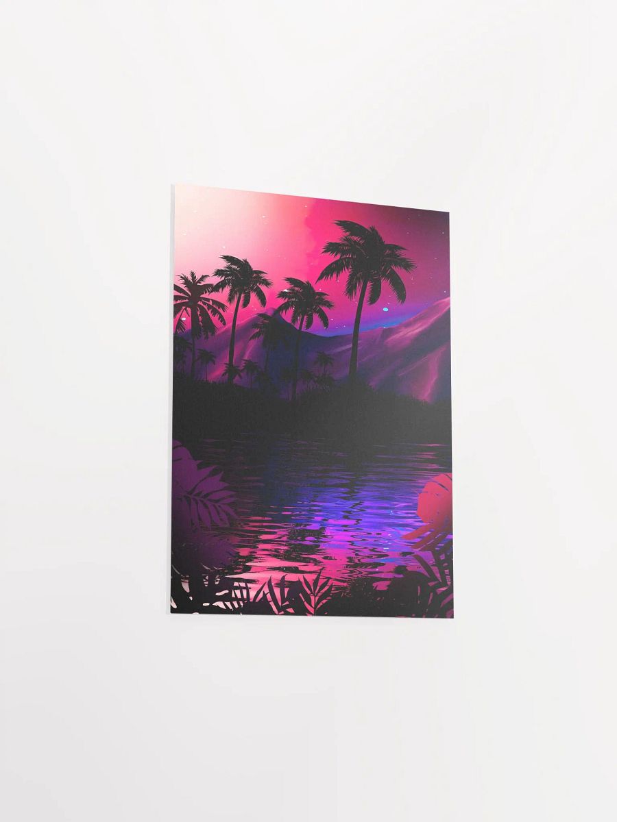 Neon landscape: Pink purple tropical beach [synthwave/vaporwave/cyberpunk] — Aesthetic retrowave poster product image (8)